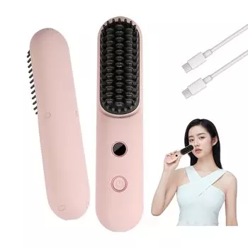 Tanosimi Cordless Hair Heat 3 Level Temperature Mini For Business Unisex Iron, Anti-scald Brush, Adjustment, 160/180/200 Settings, 6400mAh, Portable,