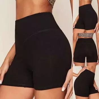 Таня женские бедра с высокой талией чистый цвет упражнения бег шорты для йоги L чёрный