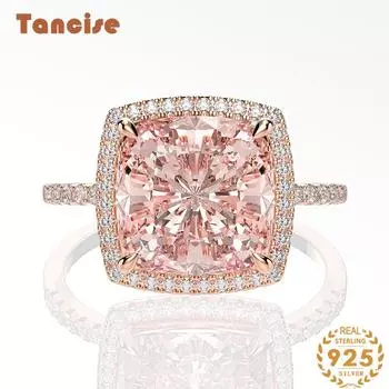 Тансис С925 серебряные ювелирные изделия Морган Порошок 7а Циркон 10 * 10 мм толстое квадратное кольцо 5