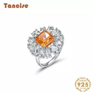 Tansized10*10 Ювелирные изделия 925 Серебряное кольцо с изменением цвета оранжевой розы Кольцо с цветком циркона 5 жёлтый