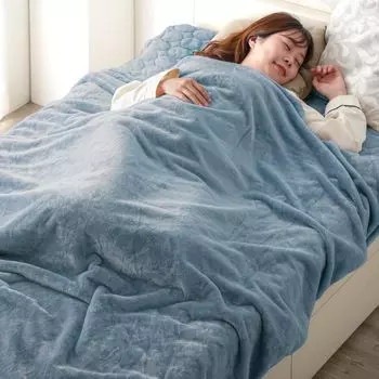 Tansu no Gen cover that turns into a Thick to the with navy mist 61140516 [Duvet blanket] Single, touch, 2-piece blanket, washable, boa, (97173)