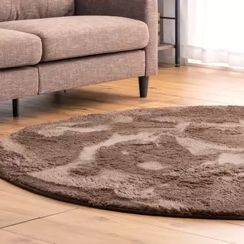 Tansu no Gen Круглый диаметр Hot Carpet Ворс Мокко Коричневый Ковер, Коврик, 140 см, Антиклещевой, Противоскользящий, Совместимый, Моющийся, 25 мм, 19510006(83573)