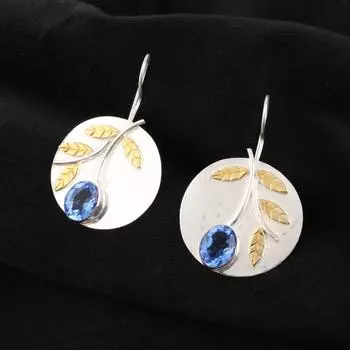 Танзанит Драгоценный Камень 925 Стерлинговое Серебро Ювелирные Изделия Ручной Работы Серьги 1.73 Женский Подарок EE-176-15