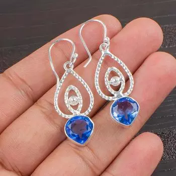 Танзанит Драгоценный камень 925 Стерлинговое серебро Ювелирные изделия Серьги-капли/подвески 2,00 Подарок EE-32-9