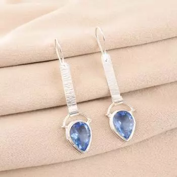 Танзанит Драгоценный камень 925 Стерлинговое серебро Ювелирные изделия Женские Серьги ручной работы 2,3 EE-166-5