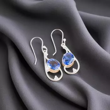 Танзанит Драгоценный Камень 925 Стерлинговое Серебро Ювелирные Изделия Ручной Работы Женские Серьги 1.60 EE-49-8