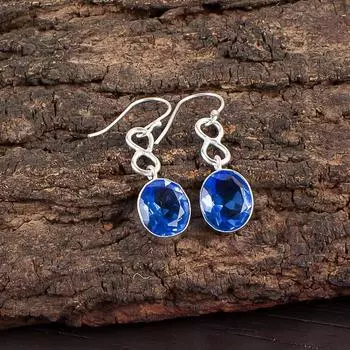 Танзанит Драгоценный Камень 925 Стерлинговое Серебро Ювелирные Изделия Ручной Работы Серьги 1.60 Для Женщин EE-12-2