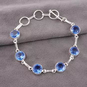 Танзанит Драгоценный камень 925 Стерлинговое серебро Ювелирные изделия Ручной работы Браслет Для женщин RB-14-6
