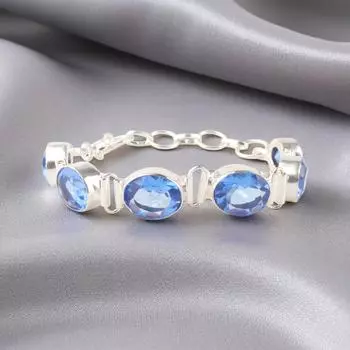 Танзанит Драгоценный Камень 925 Стерлинговое Серебро Ювелирные Изделия Ручной Работы Браслет 8 Подарок Для Неё RB-4-3