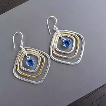 Танзанит Драгоценный камень 925 Стерлинговое серебро Украшения ручной работы Серьги-подвески 2,44 EE-70-5
