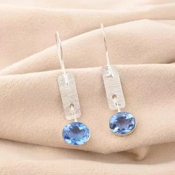Танзанит Драгоценный камень 925 Стерлинговое серебро Заявление Ювелирные изделия Ручной работы Серьги 1,9 EE-168-11