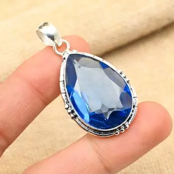 Танзанит драгоценный камень ручной работы ювелирные изделия из стерлингового серебра 925 пробы великолепный кулон для женщин 2 Inches синий