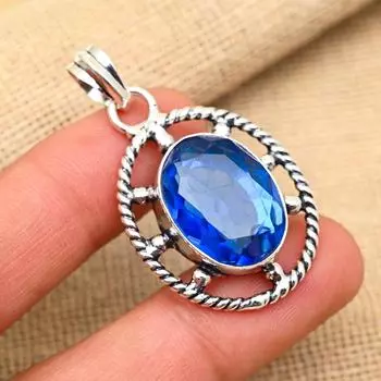 Танзанит драгоценный камень стерлингового серебра 925 пробы ювелирные изделия ручной работы кулон для женщин