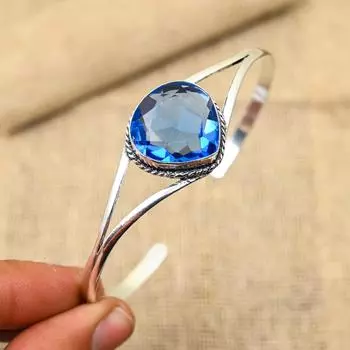 Танзанит драгоценный камень стерлингового серебра 925 пробы ювелирные изделия браслет/манжеты ручной работы для свадебного подарка Adjustable синий
