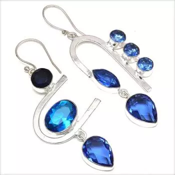 Танзанит кварц драгоценный камень подарок для нее серебряные ювелирные изделия серьги 2.75