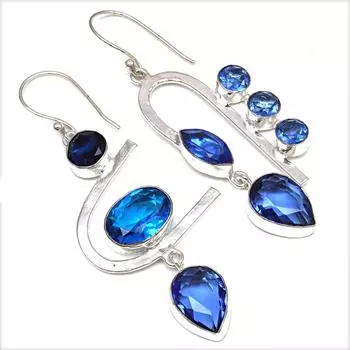 Танзанит кварц драгоценный камень подарок для нее серебряные ювелирные изделия серьги 2.75