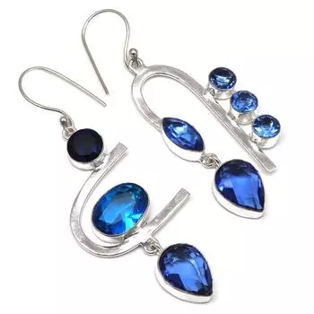 Танзанит кварц драгоценный камень подарок для нее серебряные ювелирные изделия серьги 1.5