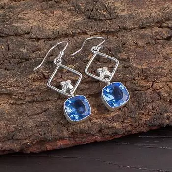 Tanzanite Gemstone 925 Sterling Silver Jewelry Handcrafted Dangle Earrings 1.70 EE-10-8