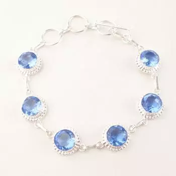 Tanzanite Gemstone 925 Sterling Silver Jewelry Handmade Bracelet 9 Gift For Her RB-9-10