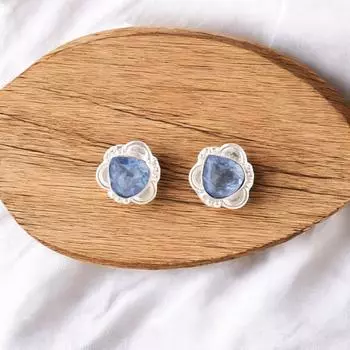 Tanzanite Gemstone Earrings 925 Stamped Silver Handmade Jewelry Engagement Gift EE-159-8