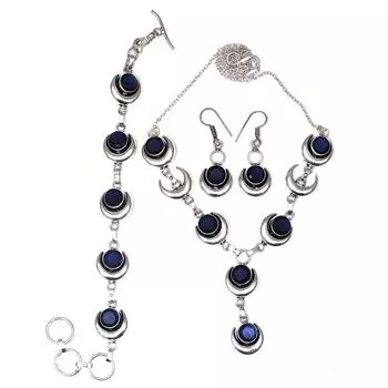 Комплект женских ювелирных изделий унисекс с танзанитовым кварцевым драгоценным камнем, ожерелье 18-20 дюймов