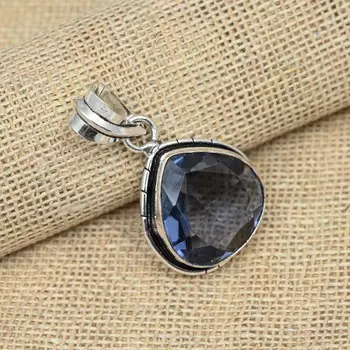 Танзанитовый драгоценный камень 925 Твердый стерлинговый серебристый кулон ручной работы Изысканные ювелирные изделия 1.57 Inches фиолетовый