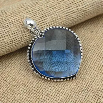 Танзанитовый драгоценный камень стерлингового серебра 925 пробы кулон ручной работы в форме сердца ювелирные изделия для нее 1.88 Inches фиолетовый