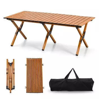 TAO ONE Уличный стол 120x60x44 см, походный стол, алюминиевый рулонный стол, складной стол, портативный стол, легкий компактный обеденный стол для отдыха на открытом воздухе, барбекю и мероприятия