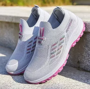 TaoBo прогулочная обувь, новинка 2024 года, летняя женская обувь, дышащие носки без кружева на мягкой подошве, кроссовки, удобная женская спортивная обувь для тенниса 36 чёрный