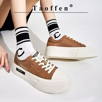 Taoffen Ins повседневные кроссовки для женщин, увеличивающие рост женская обувь с дышащей сеткой, модные кроссовки на шнуровке с круглым носком, спортивные кроссовки 36 чёрный