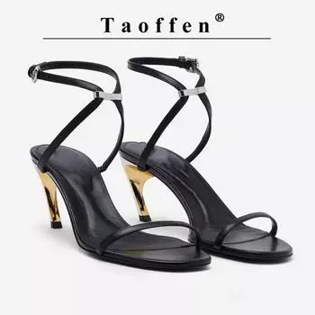 Taoffen, модные современные сандалии, модельные сандалии на тонком каблуке с пряжкой и ремешком, винтажная женская обувь с узким ремешком и открытым носком, тренд 2024 года