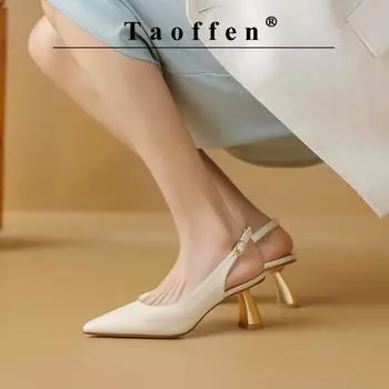 Taoffen/Модные женские туфли-лодочки с нитками для шитья, с острым носком, на толстом каблуке, на высоком каблуке, мягкие однотонные без шнуровки, однотонные повседневные офисные женские туфли на мелком каблуке 36 абрикосовый