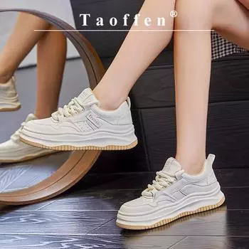 Taoffen повседневные женские кроссовки на толстой подошве с дышащей сеткой, теннисные женские кроссовки, модные кроссовки на танкетке, спортивные кроссовки 36 чёрный
