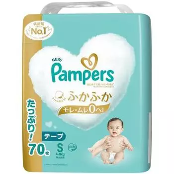 [Tape S size] Pampers diapers, the best for first-time skin (4~8kg), 70 pieces