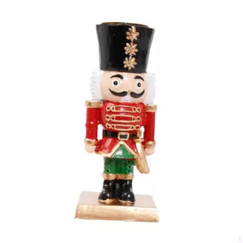 Taper Candle Holder Stand Collectible Resin Craft Nutcracker Ornament Candlestick for