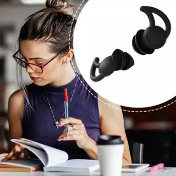 Tapered Shape Protective Earplugs Soft Silicone Ear Plugs Ear Protector Noise reduction Earplugs grey-3 layers