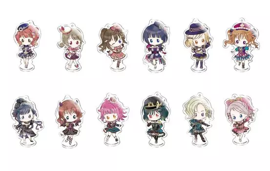Тапиока Любовь Nijigasaki Academy School Idol Club Retro Chic акриловый брелок для ключей В72 x Ш48 мм Акриловая коробка из 12 штук Live! Смола/Металл