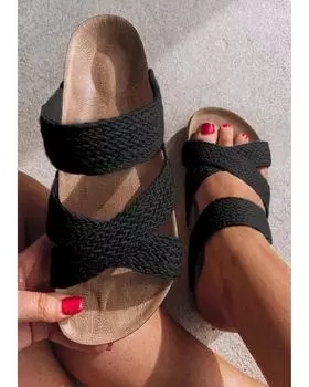 Тапочки Azura Exchange тканые полые без застежек 37 EU чёрный