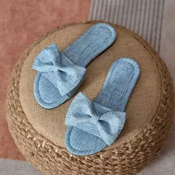 Тапочки-бантики в стиле феи для женщин, летние, новые, большие, с плоской подошвой, минималистичные, повседневные пляжные сандалии 35 бежевый