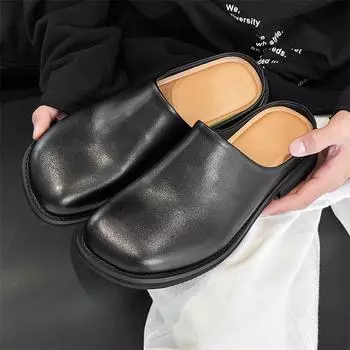 Тапочки Baotou Boken с квадратной головкой на платформе, повседневные кожаные туфли в стиле ретро, туфли Muller, парные тапочки 91519-91518-J 38