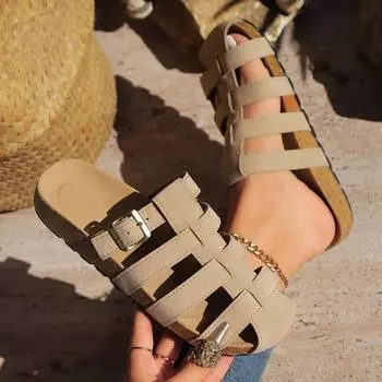 Тапочки Baotou большого размера для женщин, летние, новые, европейские и американские, модные, универсальные, повседневные, легкие и дышащие. 36 бежевый