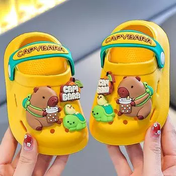 Тапочки Baotou Cave для детей, нескользящие, с мягкой подошвой, для мальчиков и девочек, детские сандалии, летние тапочки 120 жёлтый