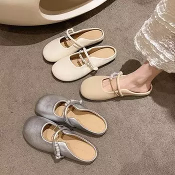 Тапочки Baotou Half для женщин, летняя новая корейская версия, сандалии с квадратной головкой One Step Lazy Muller для женщин 35