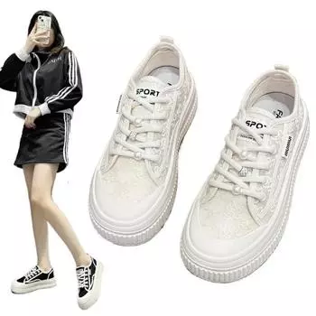 Тапочки Baotou Half Slippers женские кружевные дышащие туфли дышащие легкие толстые удобные парусиновые кроссовки для женщин 35