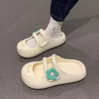 Тапочки Baotou Half Slippers женские летние 2024 года, новые модные мягкие удобные универсальные нескользящие износостойкие повседневные сандалии 36-37 коричневый