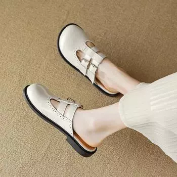 Тапочки Baotou Half Slippers женские летние французские круглые тапочки с одним ремешком ленивые сандалии 35 чёрный