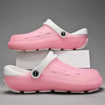 Тапочки Baotou из геля, мужские летние полые модные повседневные туфли Baotou для мальчиков, нескользящие пляжные сандалии с ремешком на каблуке 36 чёрный