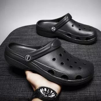 Тапочки Baotou, модная обувь с отверстиями, мужская летняя одежда, корейская версия студенческой пляжной обуви, мужские повседневные сандалии, обувь для мужчин 36 чёрный