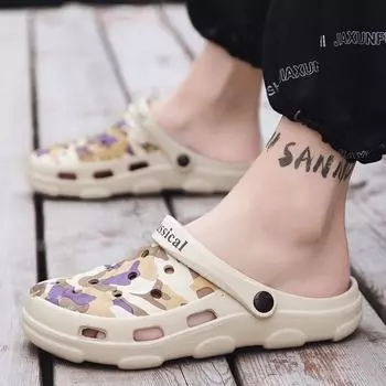 Тапочки Baotou, мужская летняя одежда, нескользящие и износостойкие сандалии для вождения на открытом воздухе, спортивные сандалии с мягкой подошвой для пляжа 39 белый