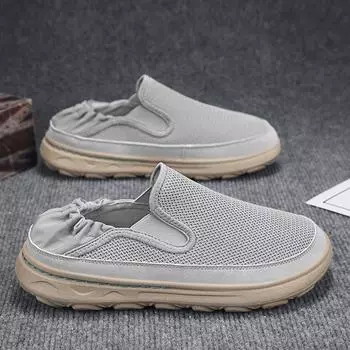 Тапочки Baotou, мужская летняя верхняя одежда, сетчатые, дышащие, полые, нескользящие, дезодорирующие, ленивые, с одной педалью, спортивные, пляжные сандалии 39 серый